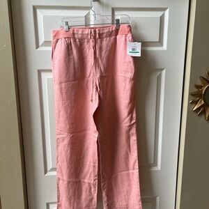Ellen Tracy Pink Wide Leg Linen Pants